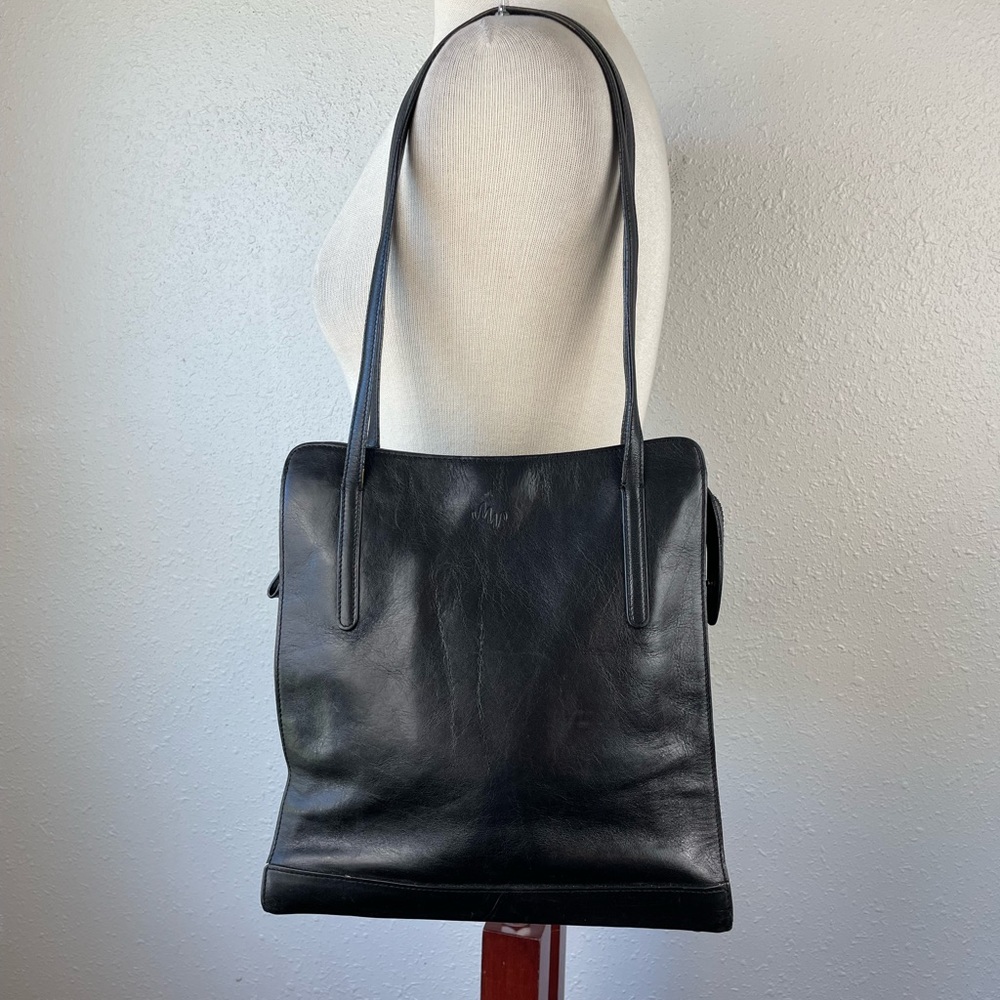 Monsac Black Leather Shoulder Bag